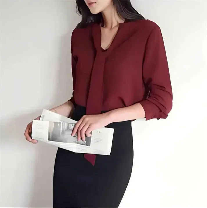 Bryndal® | Women Bow Tie Long Sleeve Blouse