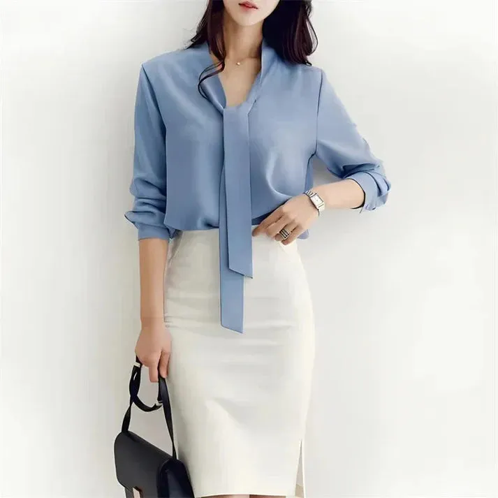Bryndal® | Women Bow Tie Long Sleeve Blouse