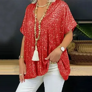 Buchet® | V-Neck Sequin Blouse