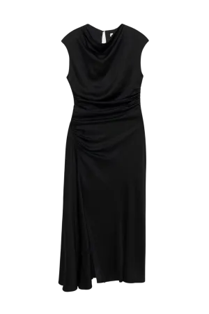 Burke Draped Midi Dress in Black