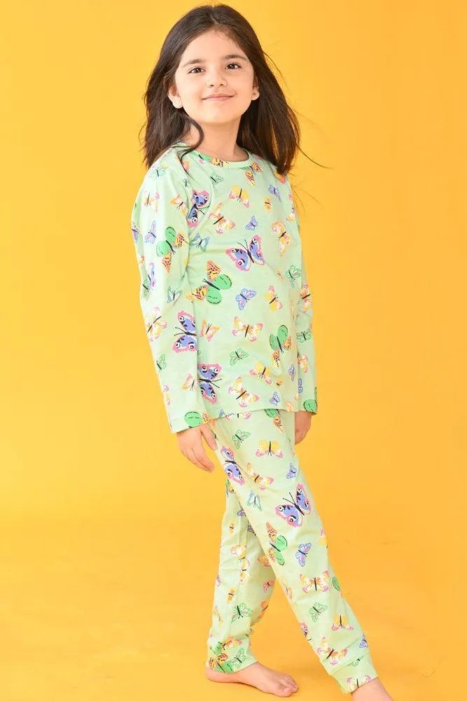 BUTTERFLY LONG SLEEVES PYJAMA SET - GREEN