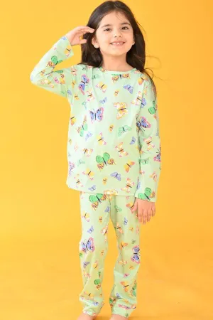 BUTTERFLY LONG SLEEVES PYJAMA SET - GREEN