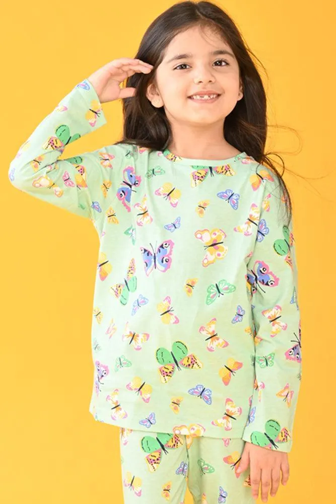 BUTTERFLY LONG SLEEVES PYJAMA SET - GREEN