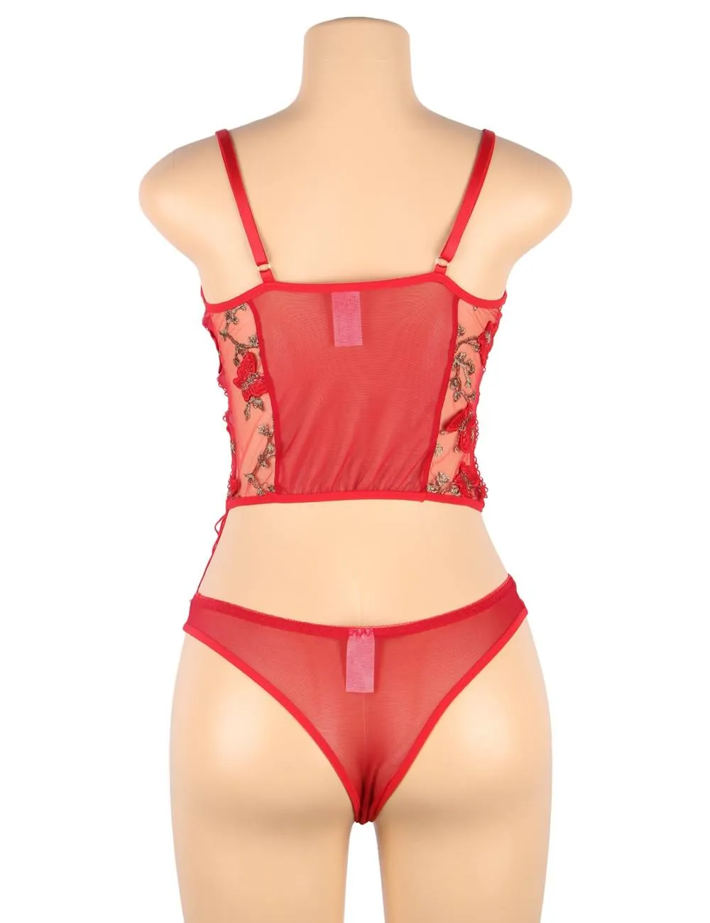 Butterfly Pattern Embroidery Mesh Lingerie Set Egypt With Underwire