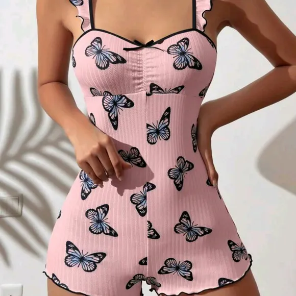 Butterfly Print Women's Pajamas Romper