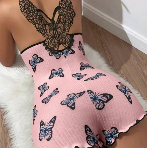Butterfly Print Women's Pajamas Romper