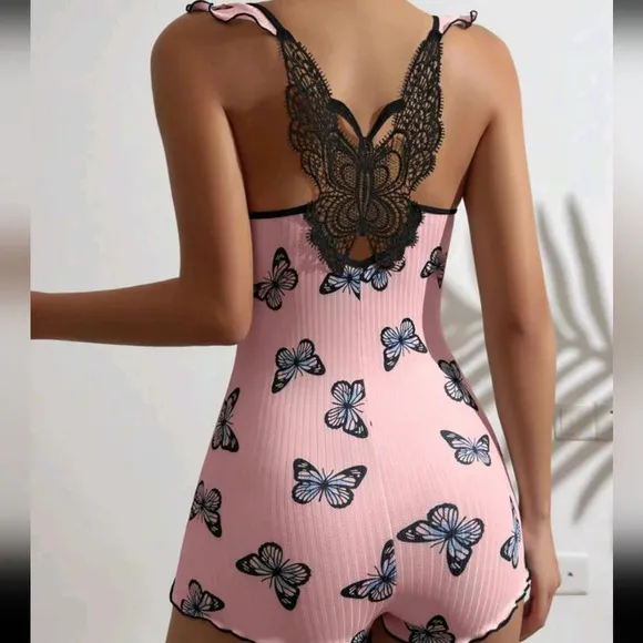 Butterfly Print Women's Pajamas Romper