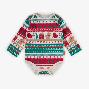 Cache-couche des Fêtes en polyester brossé, bébé  || Holiday bodysuit in brushed polyester, baby