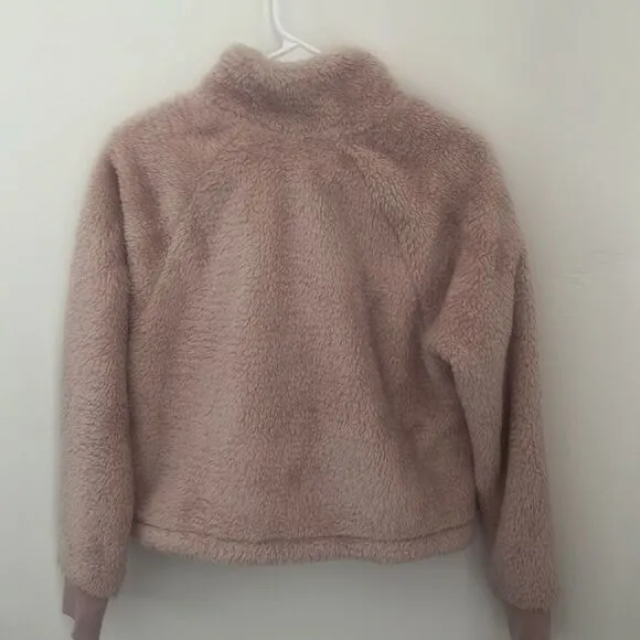 CALVIN KLEIN  Women's Blush Calvin Klein 1/4-Zip Cropped Fleece, Sz. S