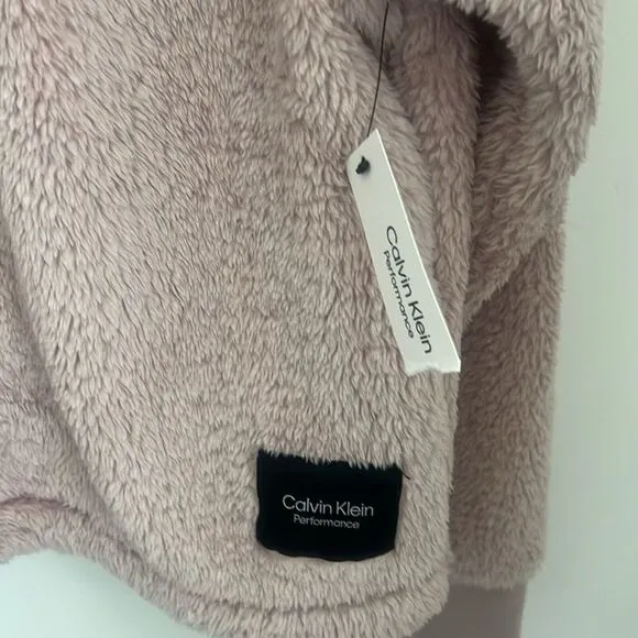 CALVIN KLEIN  Women's Blush Calvin Klein 1/4-Zip Cropped Fleece, Sz. S