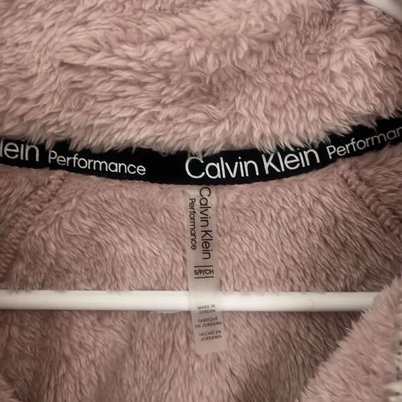 CALVIN KLEIN  Women's Blush Calvin Klein 1/4-Zip Cropped Fleece, Sz. S