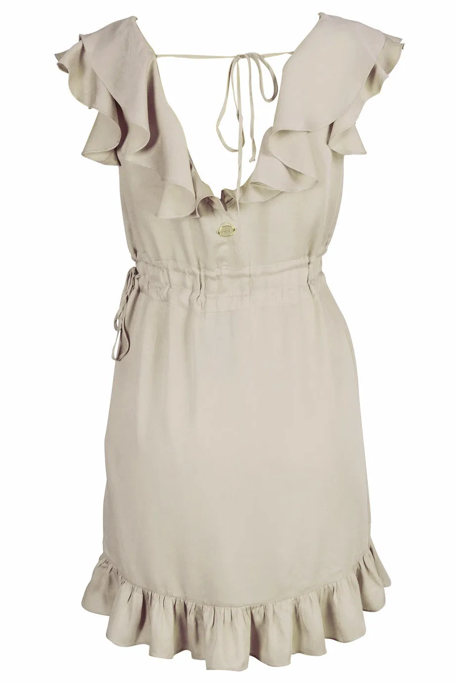 CARLOS MIELE BEIGE Ruffled Viscose Dress