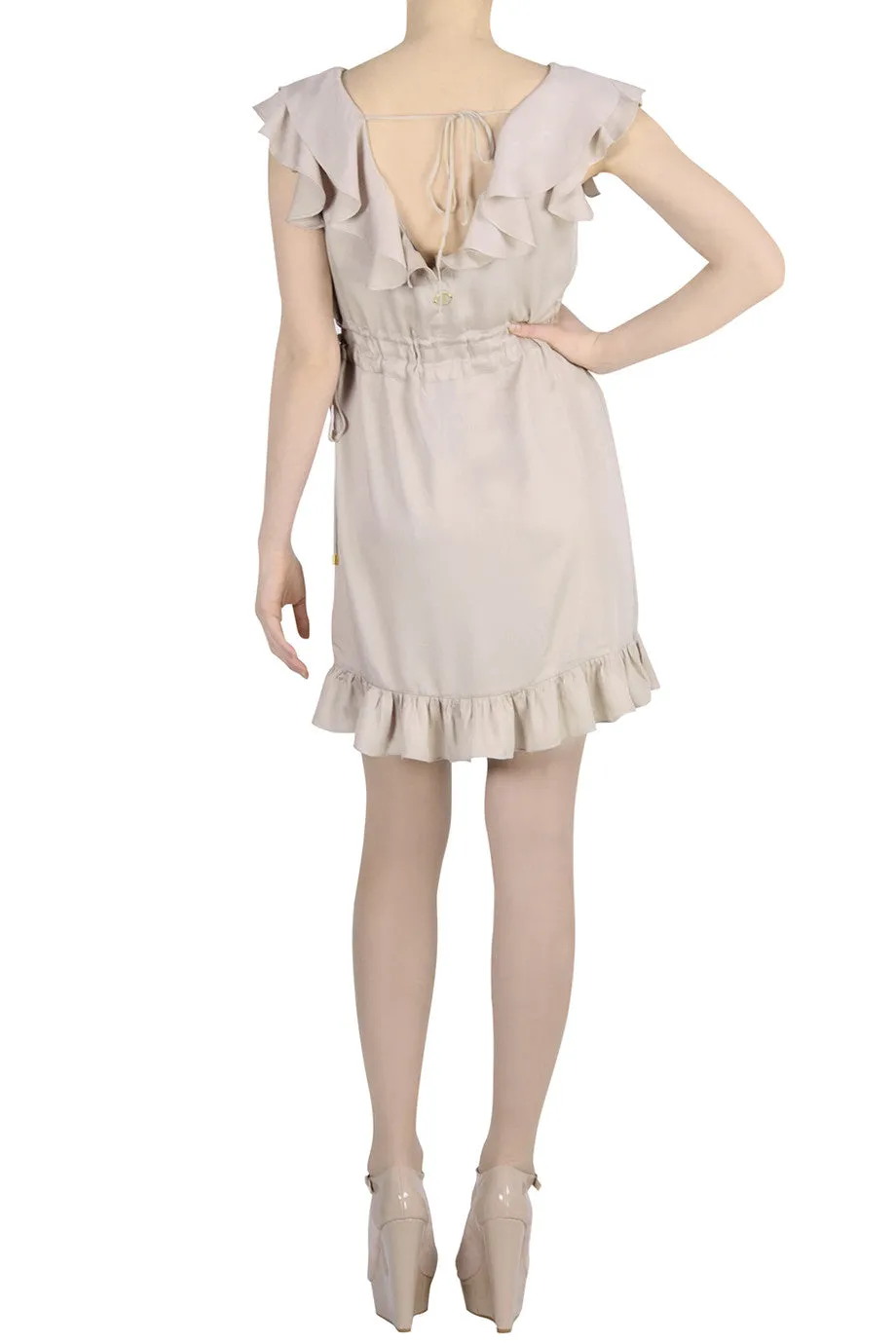 CARLOS MIELE BEIGE Ruffled Viscose Dress
