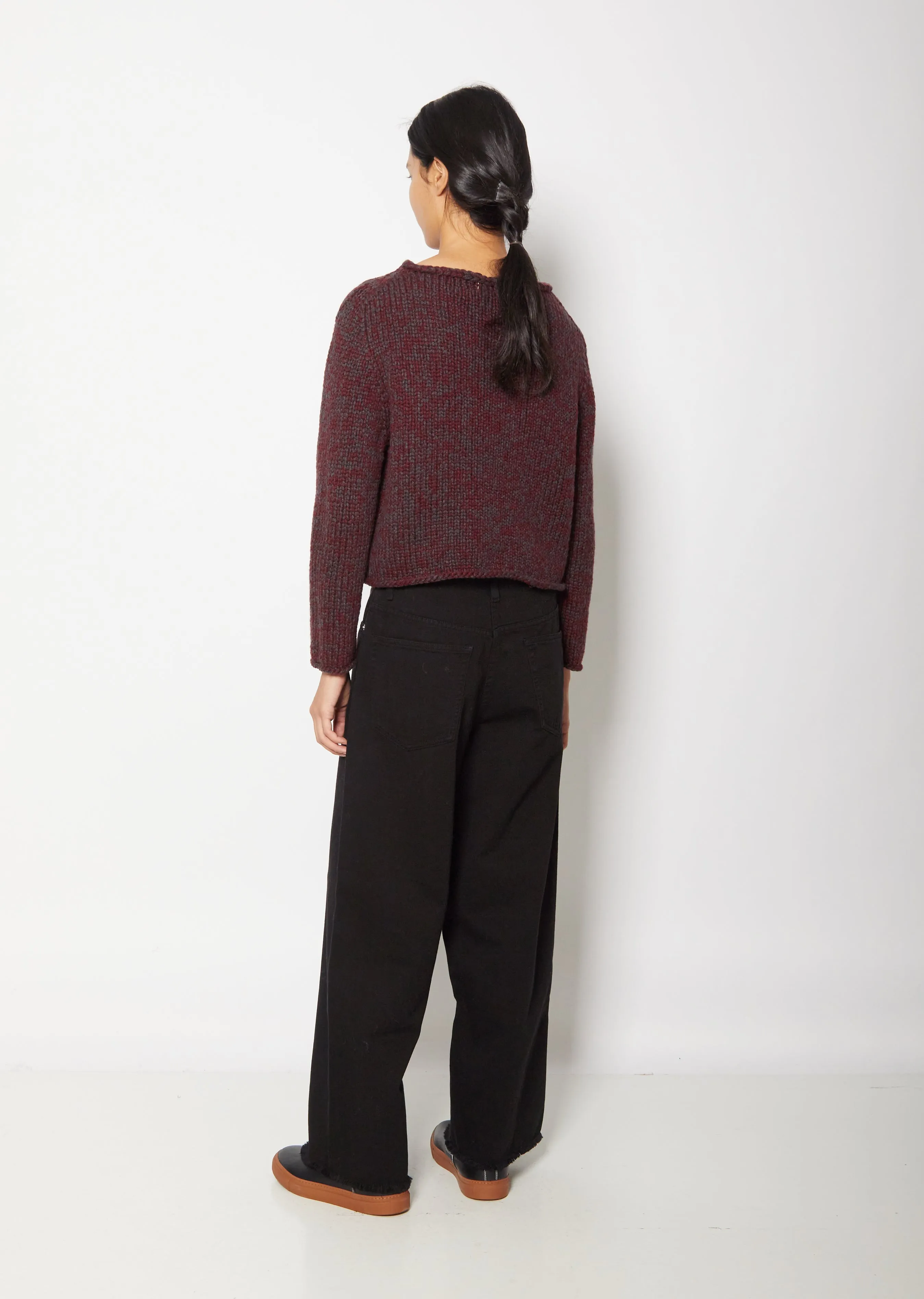 Caro Roll-Neck Cashmere Sweater — Bordeaux/Dark Taupe
