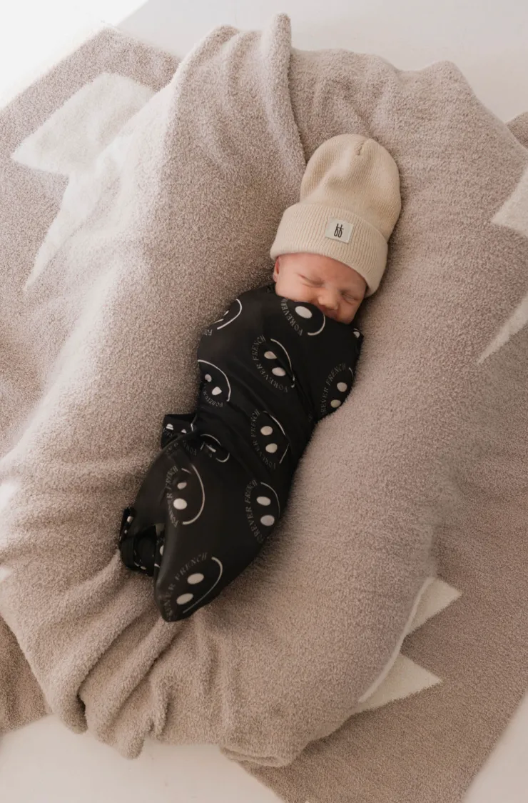 Charcoal & White ff Smile | Bamboo Swaddle