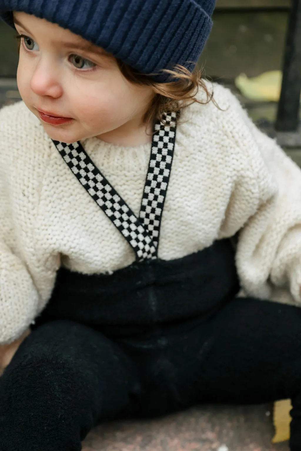 CHEQUERED FOOTLESS TEDDY WARMY SILLY SILAS TIGHTS BLACK