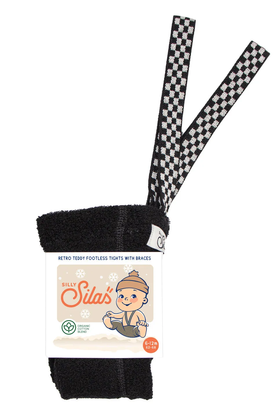 CHEQUERED FOOTLESS TEDDY WARMY SILLY SILAS TIGHTS BLACK