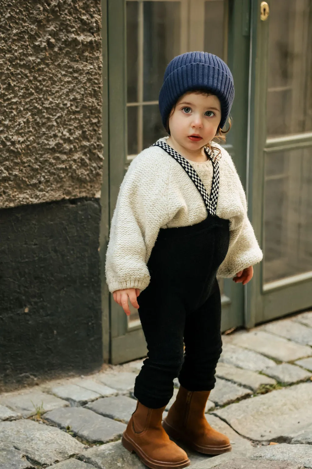 CHEQUERED FOOTLESS TEDDY WARMY SILLY SILAS TIGHTS BLACK