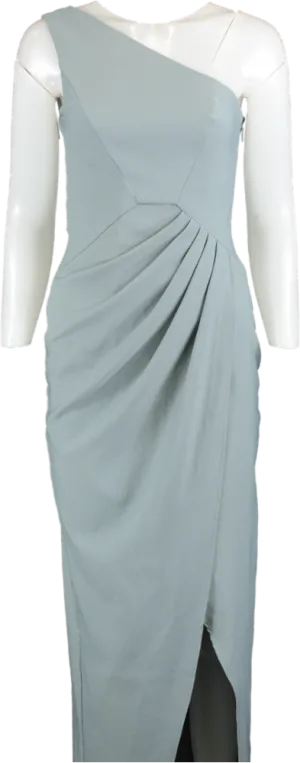 Chi Chi London Mint Green One Shoulder Draped Midi Dress UK 6