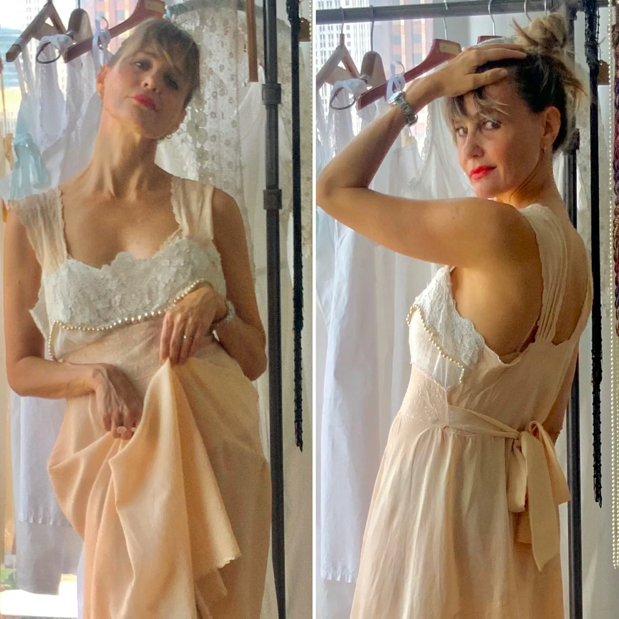 Chiffon Pearls Nightgown - 20s - Bridal