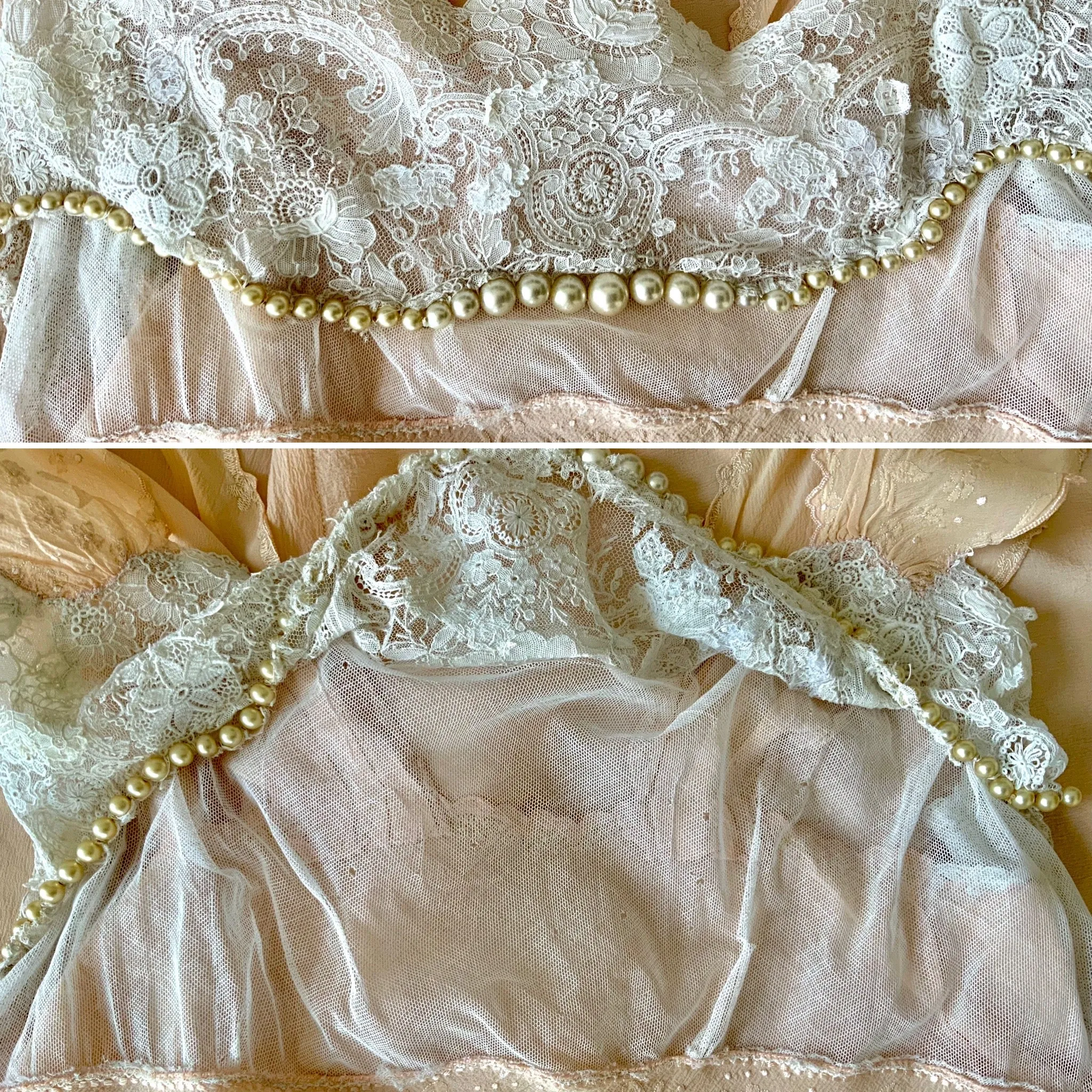 Chiffon Pearls Nightgown - 20s - Bridal