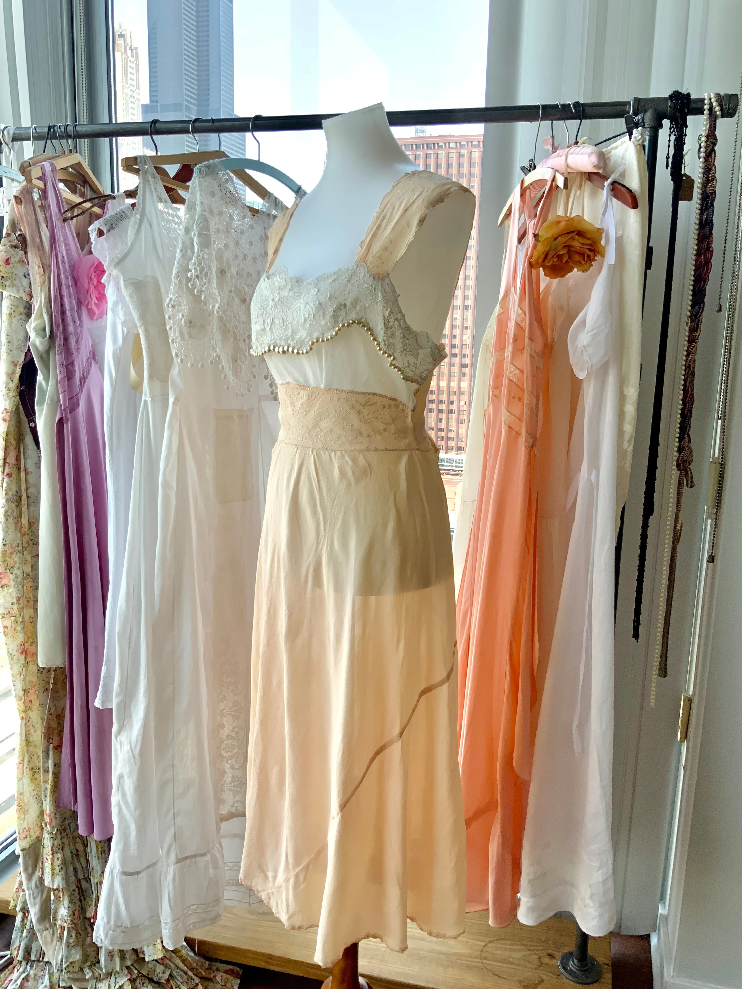 Chiffon Pearls Nightgown - 20s - Bridal