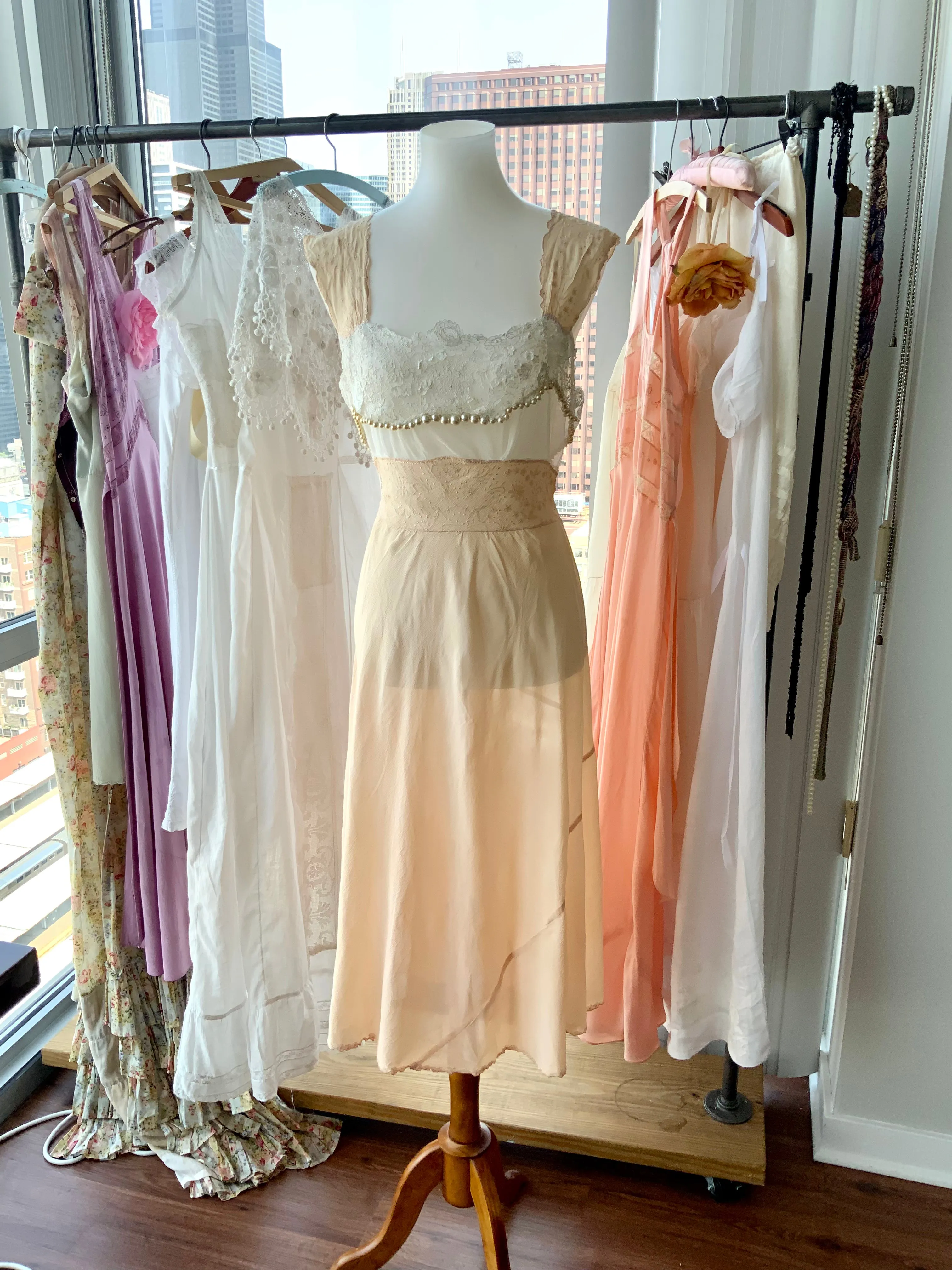 Chiffon Pearls Nightgown - 20s - Bridal