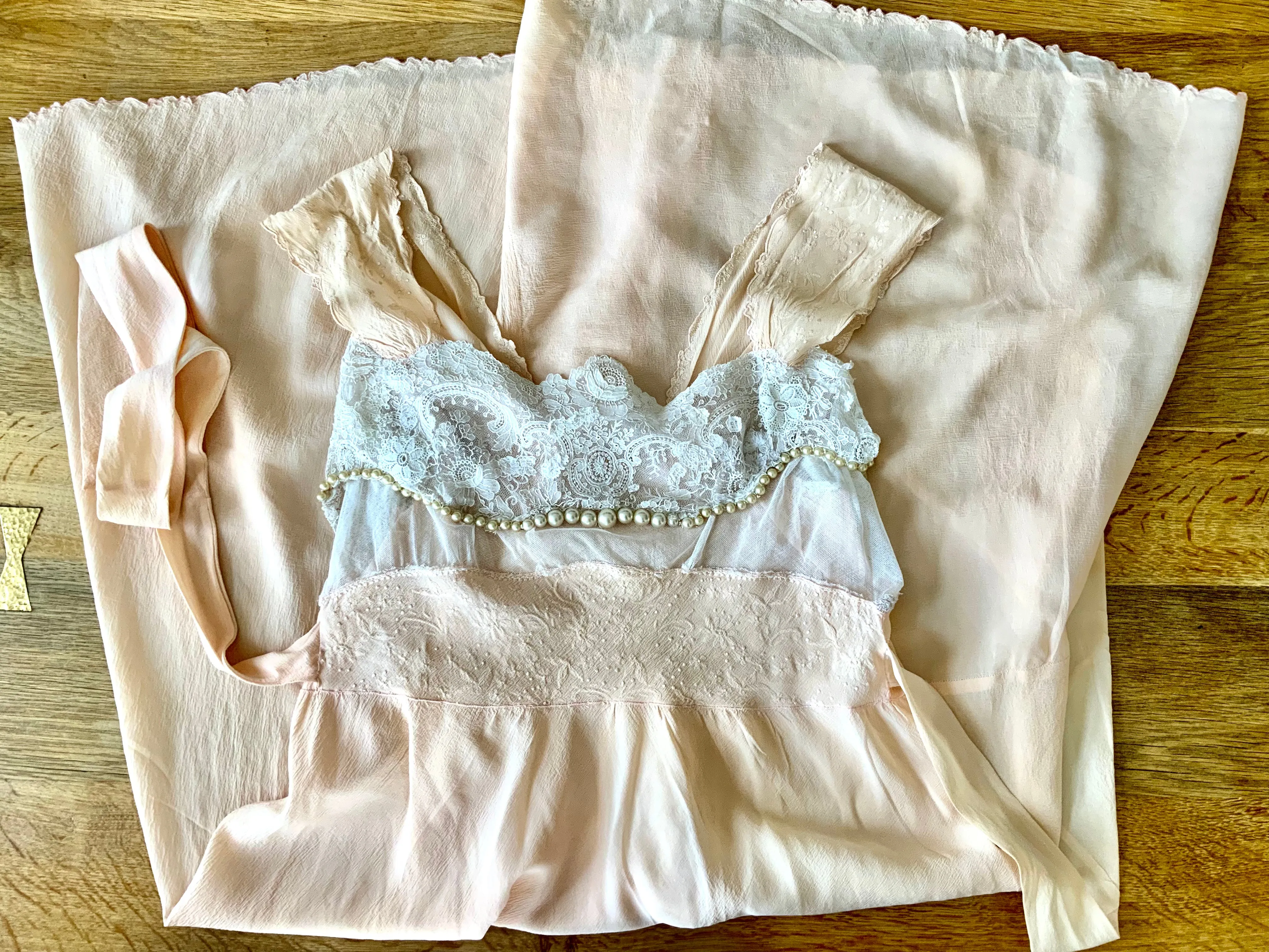 Chiffon Pearls Nightgown - 20s - Bridal