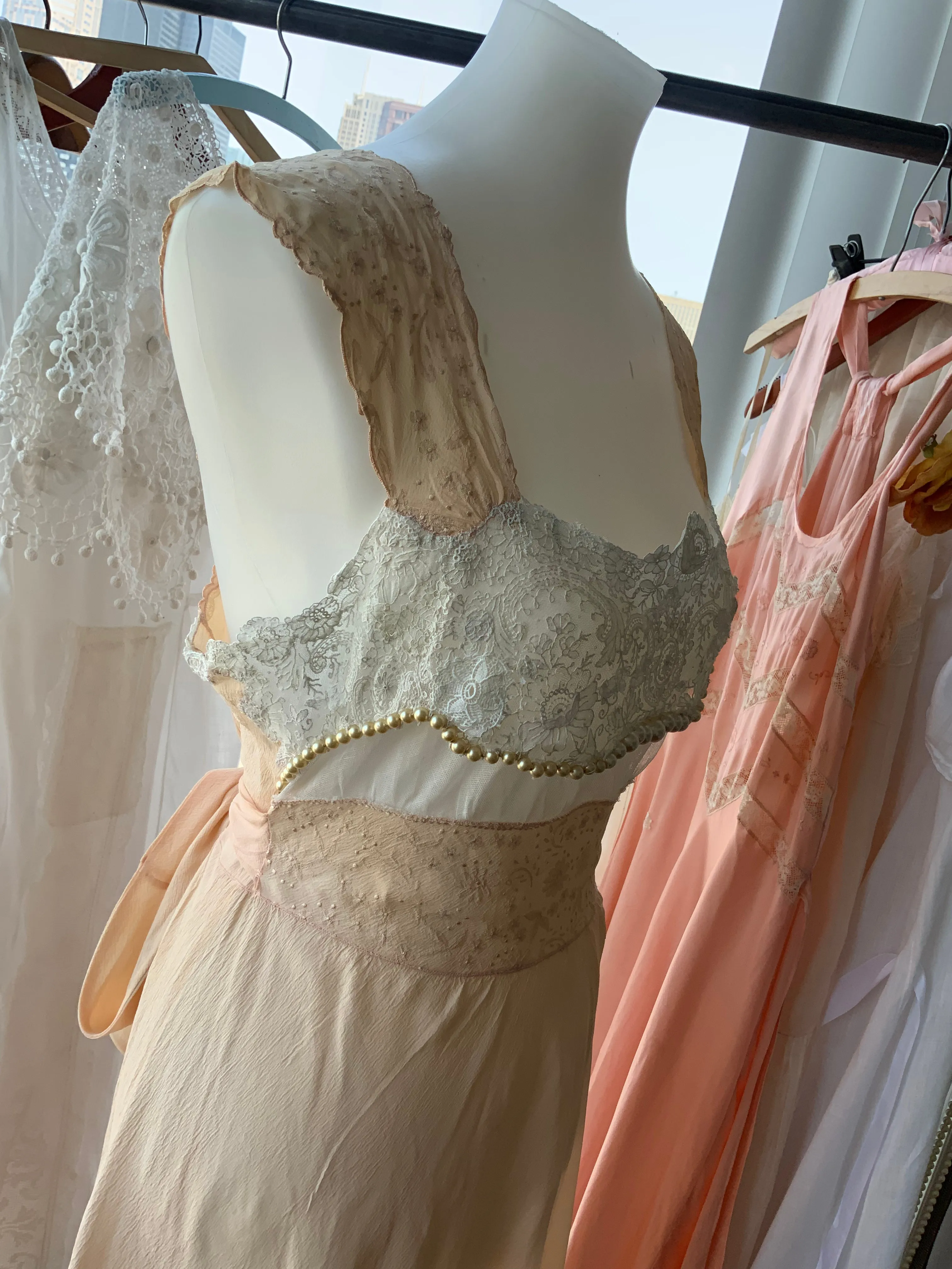 Chiffon Pearls Nightgown - 20s - Bridal