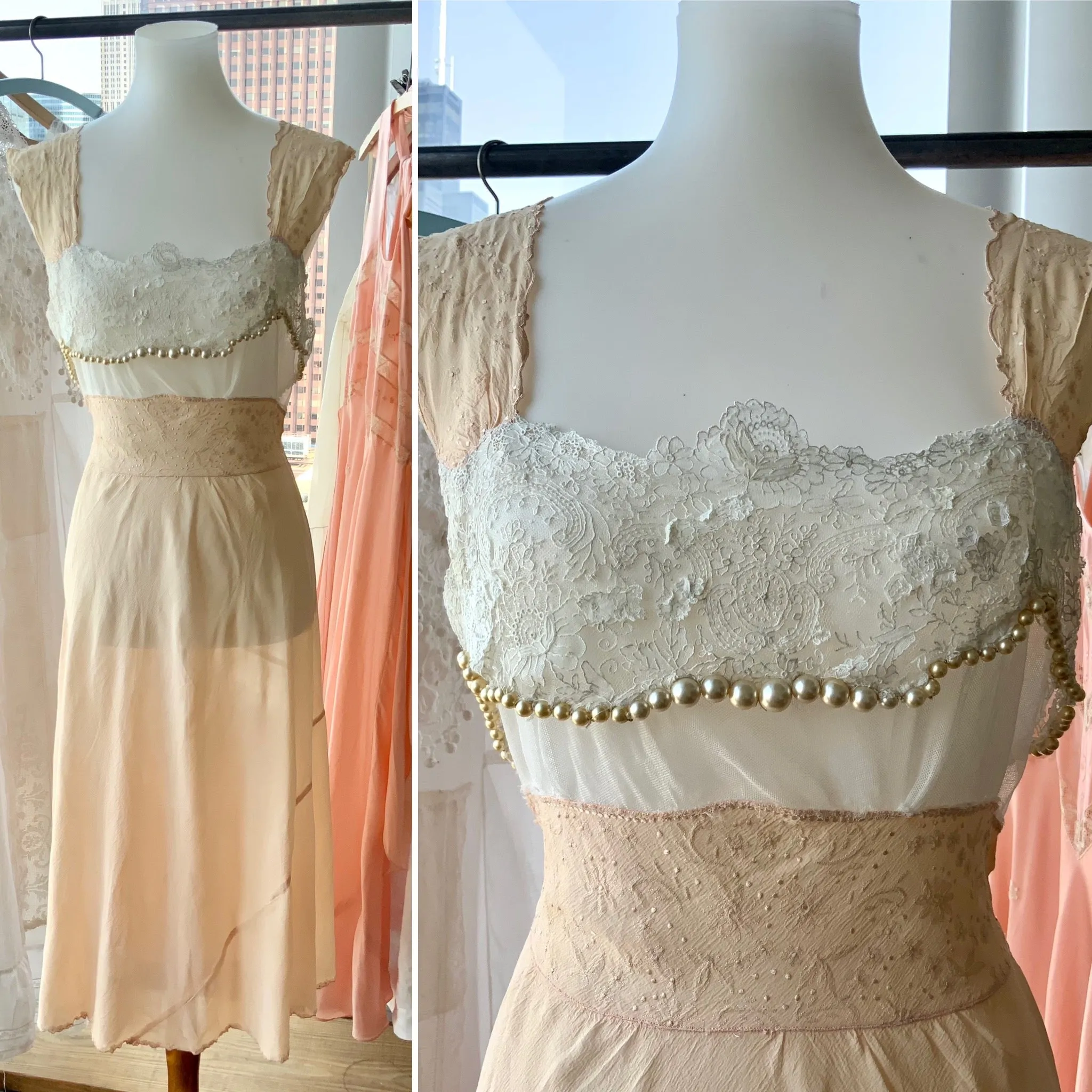 Chiffon Pearls Nightgown - 20s - Bridal