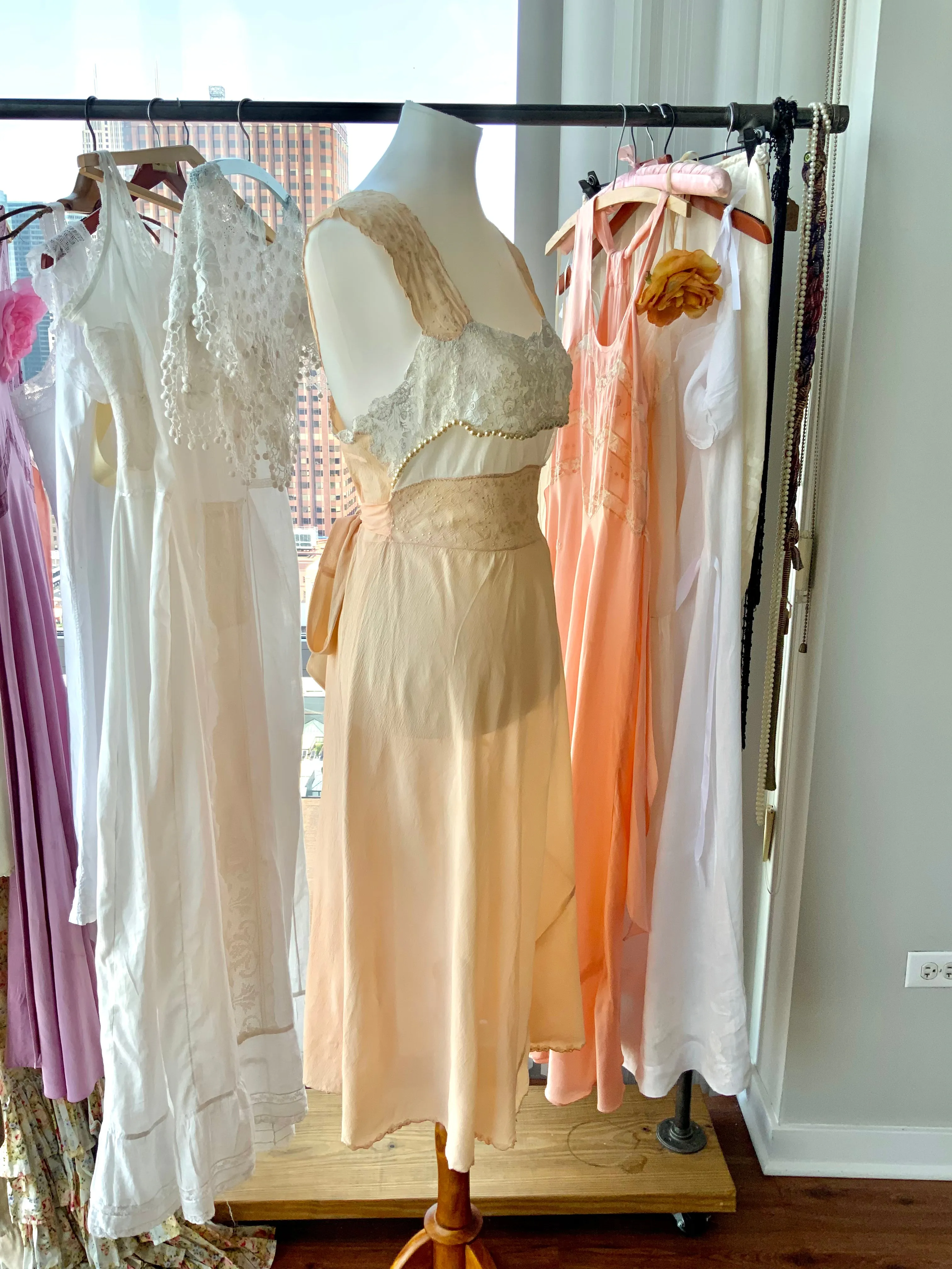 Chiffon Pearls Nightgown - 20s - Bridal