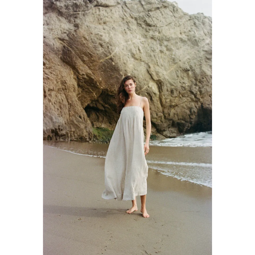 Christal Maxi Linen Side Pocket Sundress