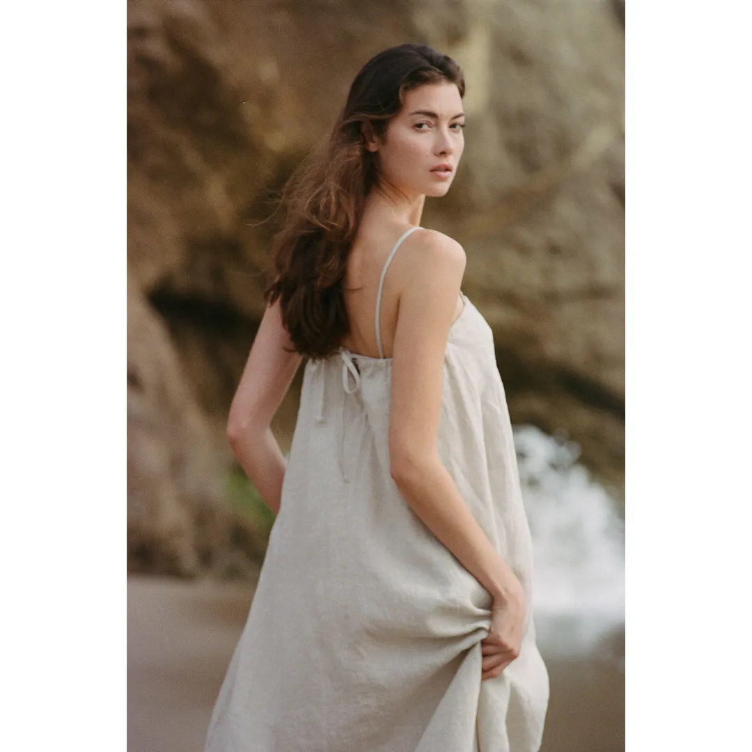 Christal Maxi Linen Side Pocket Sundress