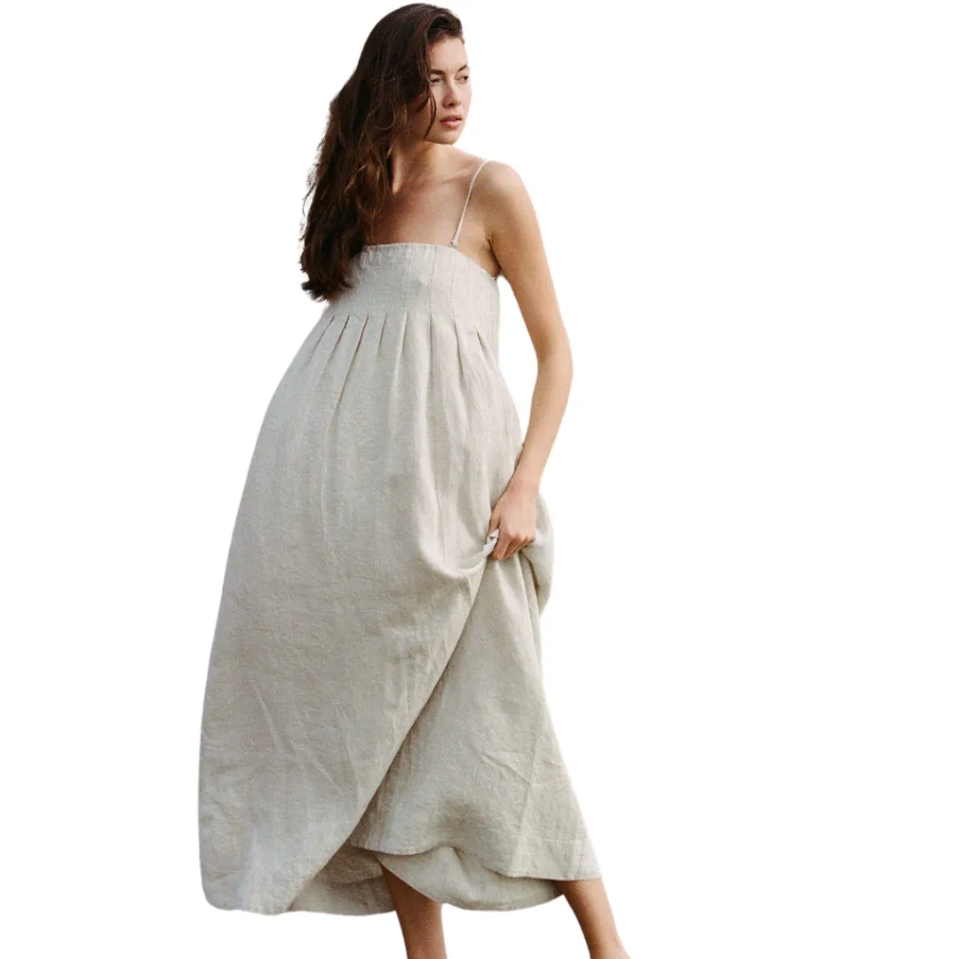 Christal Maxi Linen Side Pocket Sundress