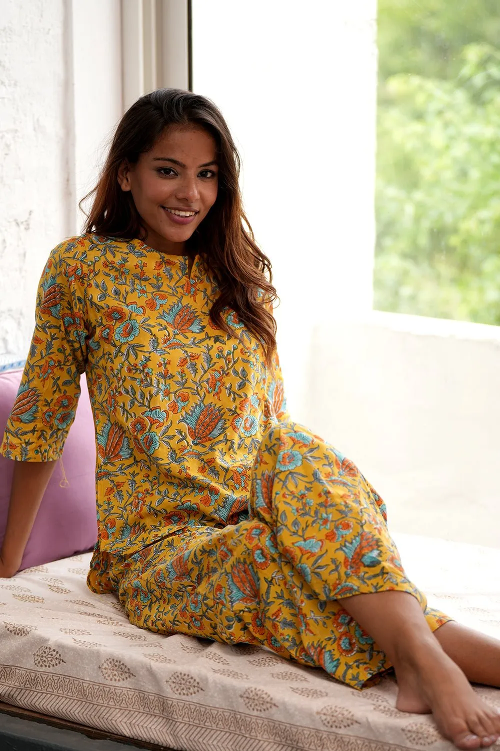 Citrine Charm Block Printed Night suit