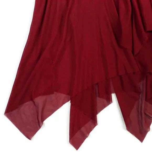 Classic Sexy Asymmetric Slip and Thong Panty Sleepwear Set Womens Burgundy 5XL
