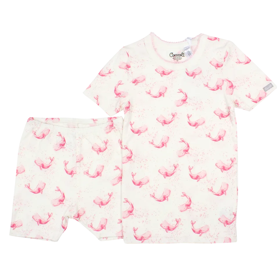 Coccoli  Kid Short Pyjama Pink Whales