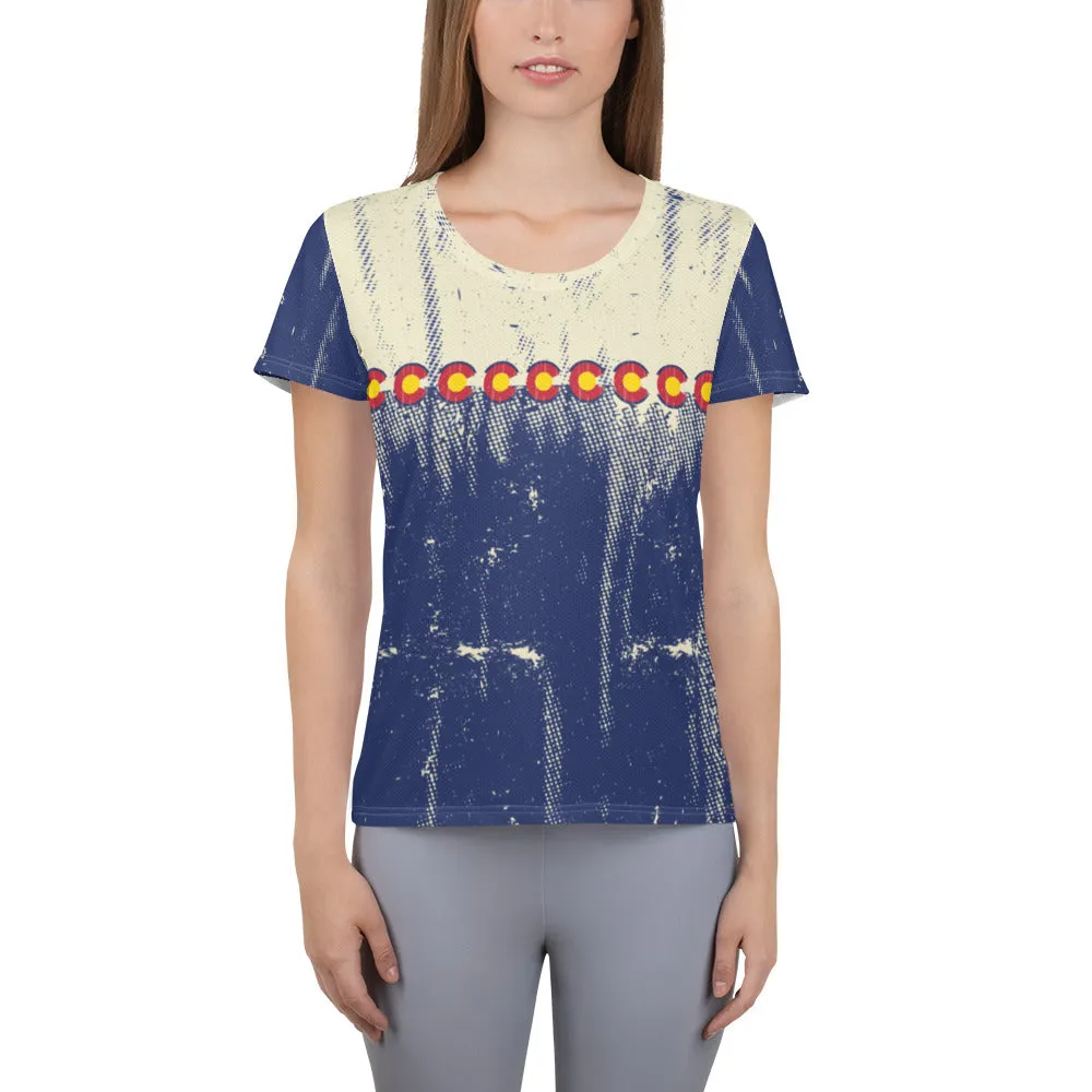 Colorado Grunge Flag - All-Over Print Women's Athletic T-shirt