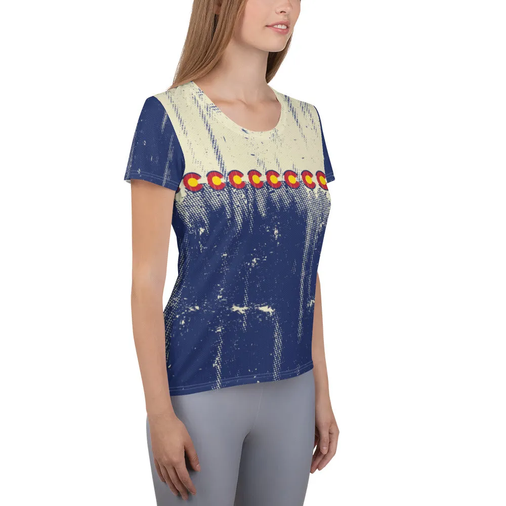 Colorado Grunge Flag - All-Over Print Women's Athletic T-shirt