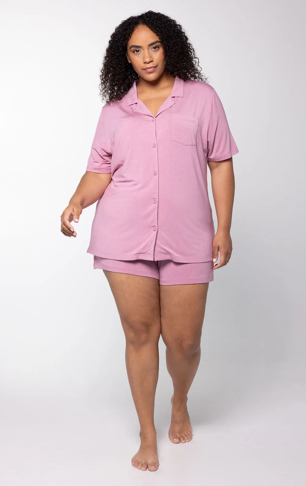 Consciously Cozy Button-Front Short Set - Couples