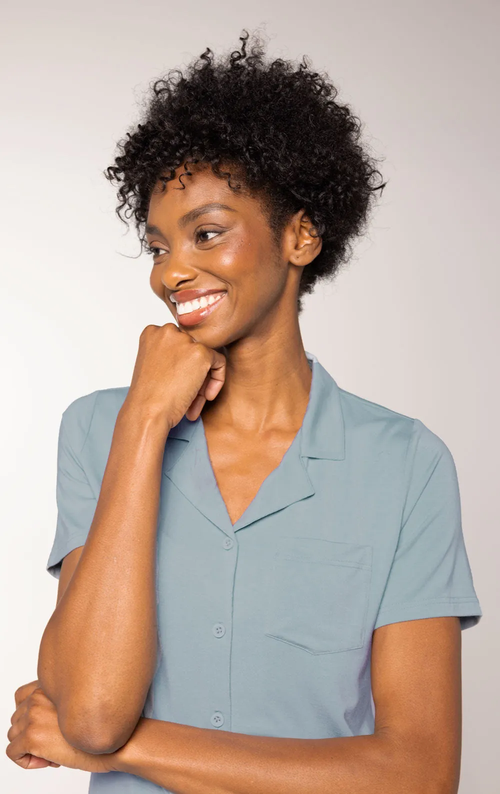 Consciously Cozy Button-Front Short Set - Couples