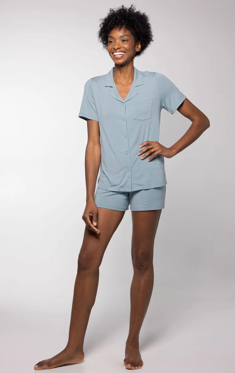 Consciously Cozy Button-Front Short Set - Couples