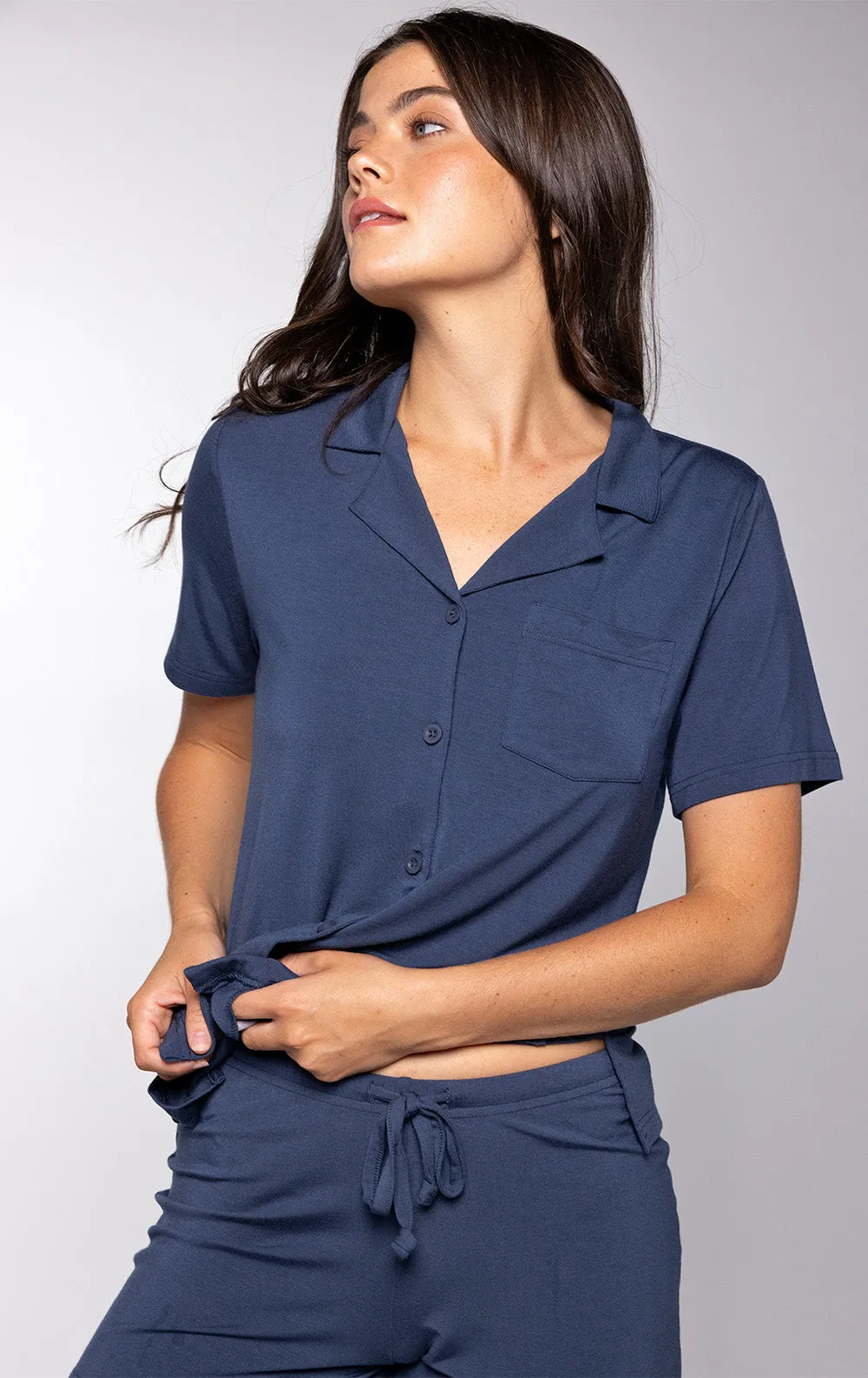 Consciously Cozy Button-Front Short Set - Couples
