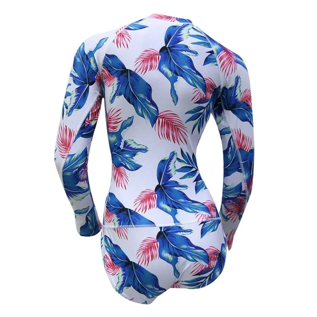 ContiNent 33 Print Floral One Piece Swimsuit Women Swimwear Monokini Long Sleeve Printed Female Bathing Suit Surfing Bodysuit Swim Wear Beach