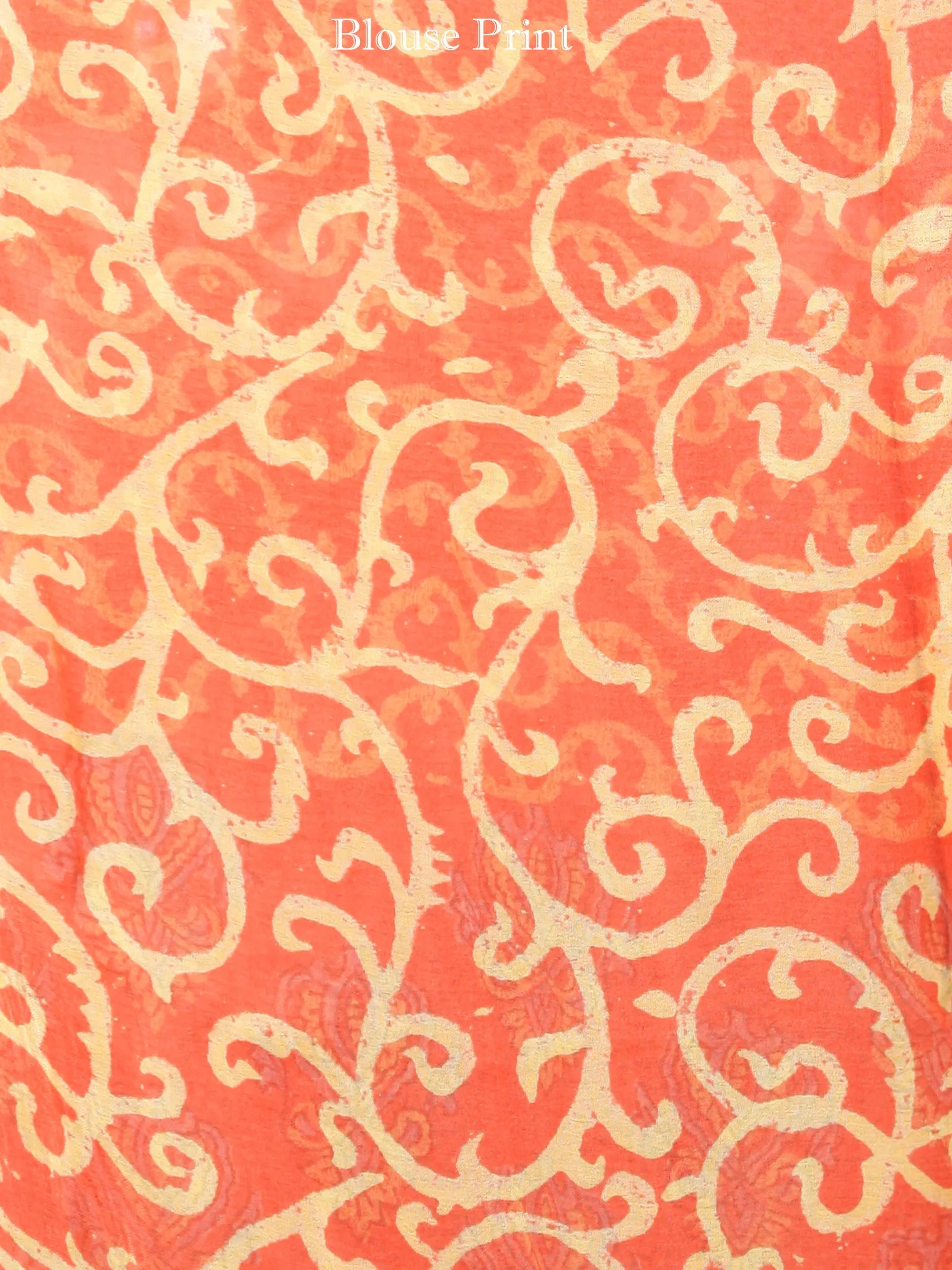 Coral Yellow Grey Hand Block Printed Chiffon Saree with Zari Border - S031703437