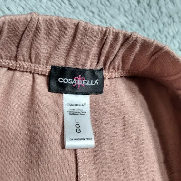 COSABELLA Long Sleeve Top Boxer Shorts Pajama Set Pink Loungewear Sleepwear L