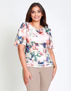 Cowl Neck Blouse with Flared Sleeves