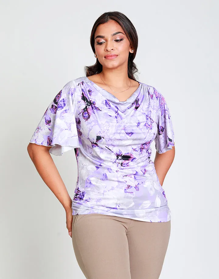 Cowl Neck Blouse with Flared Sleeves