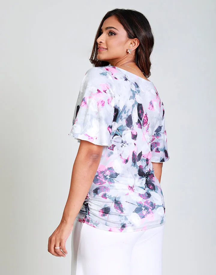 Cowl Neck Blouse with Flared Sleeves