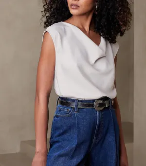 Cowl-Neck Top Gray